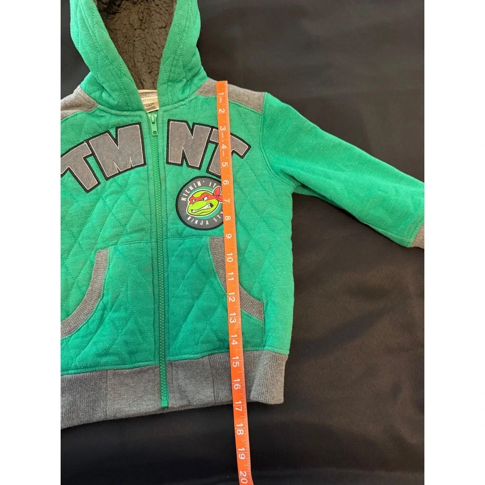 Nickelodeon TMNT Quilted Zip Hoodie Green Turtle Power Sherpa Hood Kids 4 SC5100